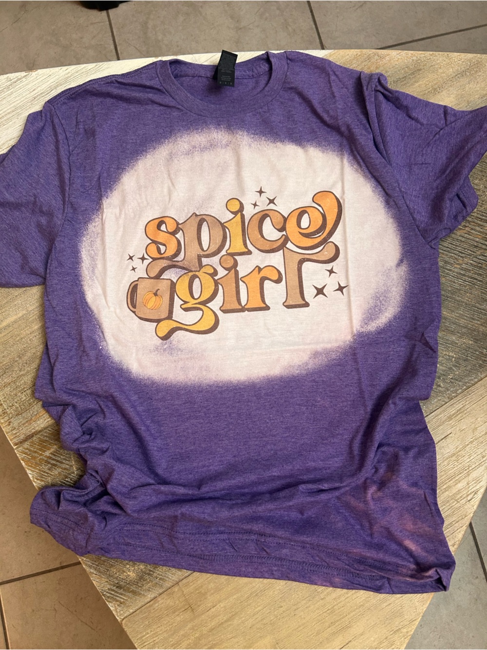 Gildan Purple Kids Short Sleeve Tee with Orange Retro Graphic